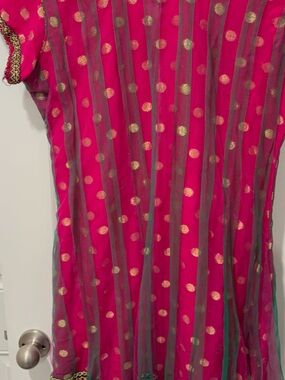 Girls' Hot Pink Dress with Gold Polka Dots - Brand Unspecified
